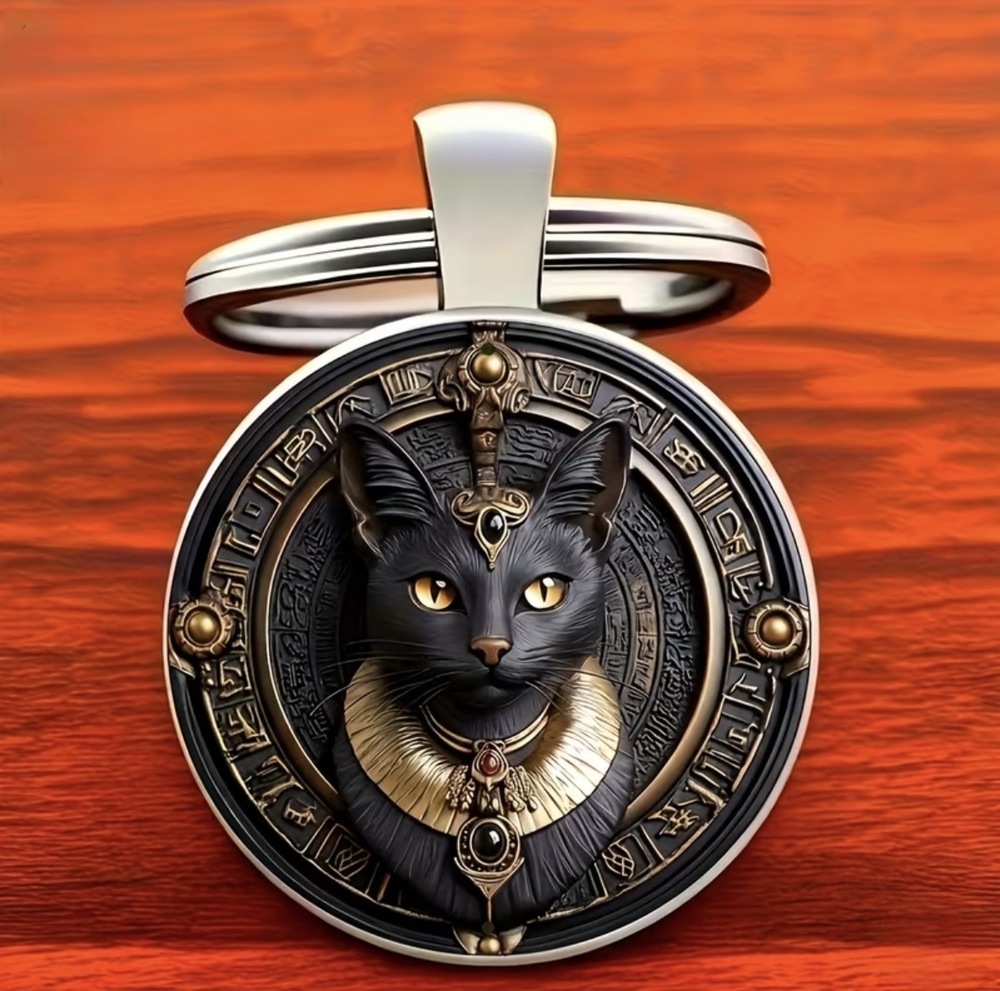 3/$25 Egyptian Black Cat Keychain NEW